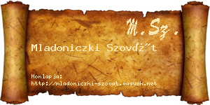 Mladoniczki Szovát névjegykártya